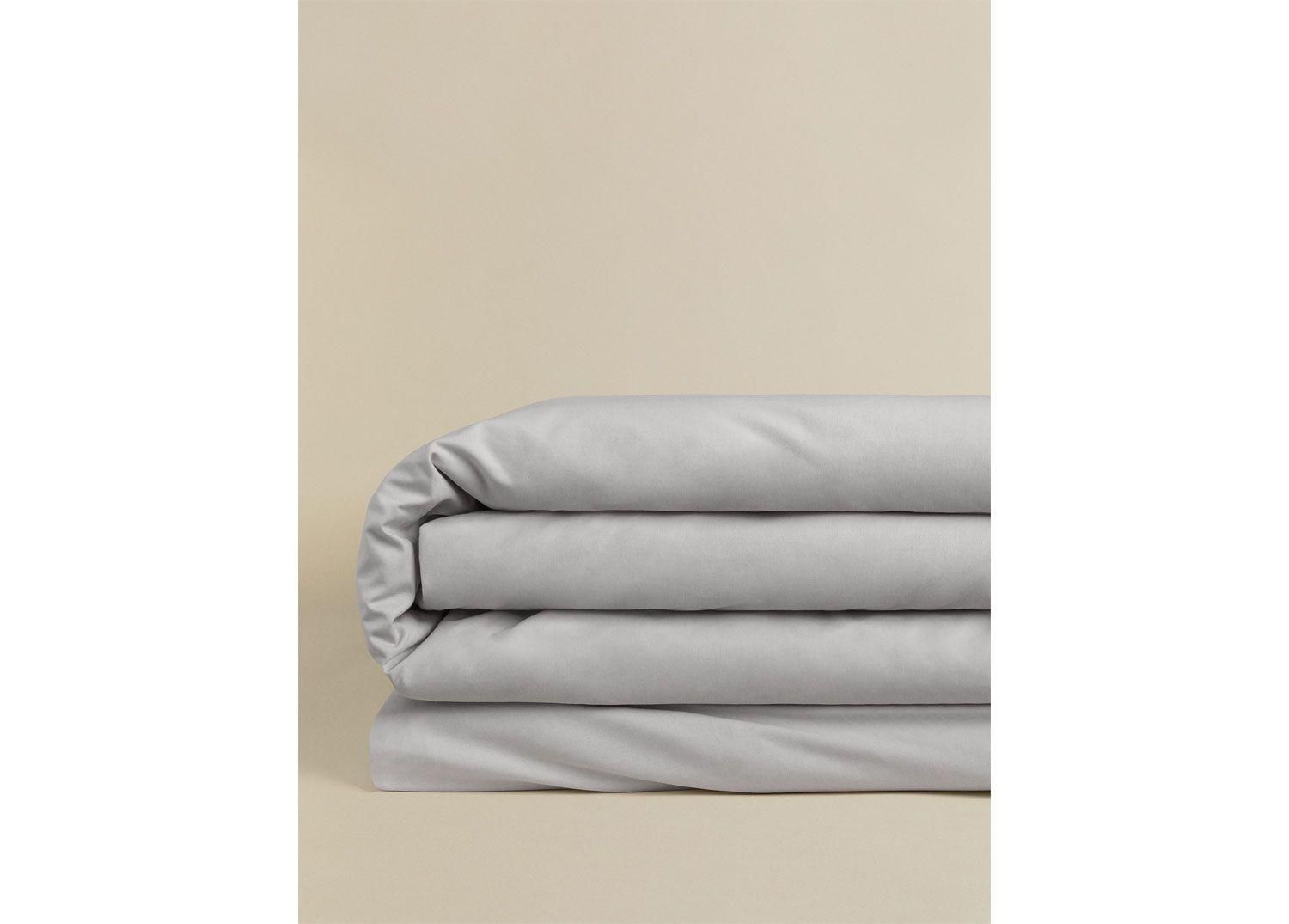Housse De Couette En Percale De Coton 180 Fils Lesia Gris Clair - 3