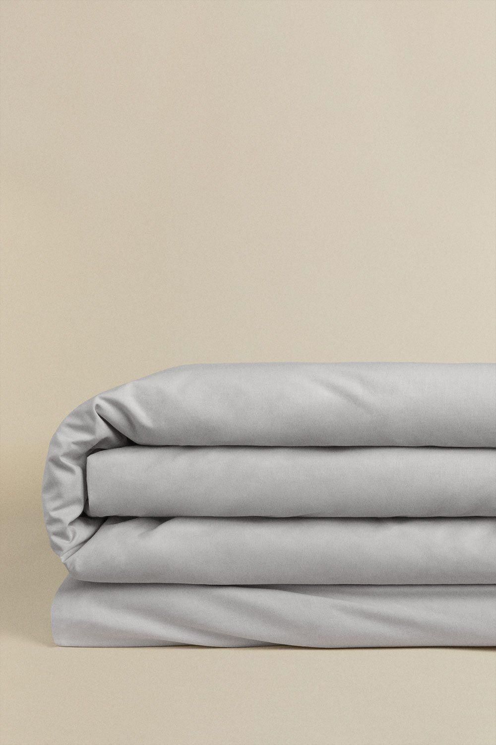 Housse De Couette En Percale De Coton 180 Fils Lesia Gris Clair - 6