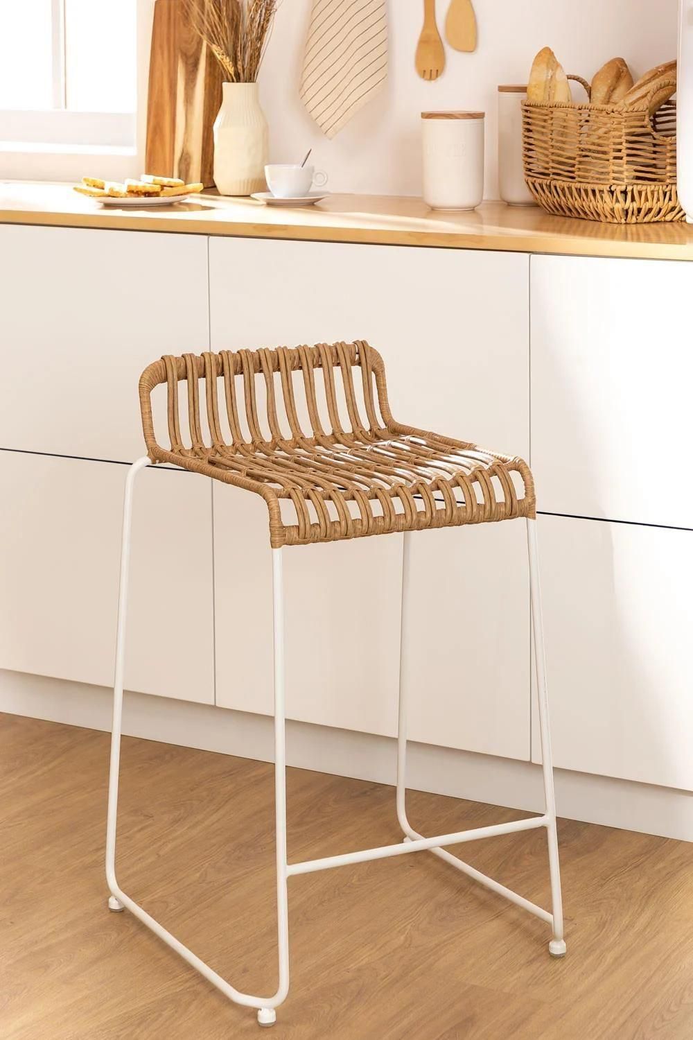Pack De 2 Tabourets Hauts En Rotin Synthtique Aroa Blanc ?65 Cm - 2