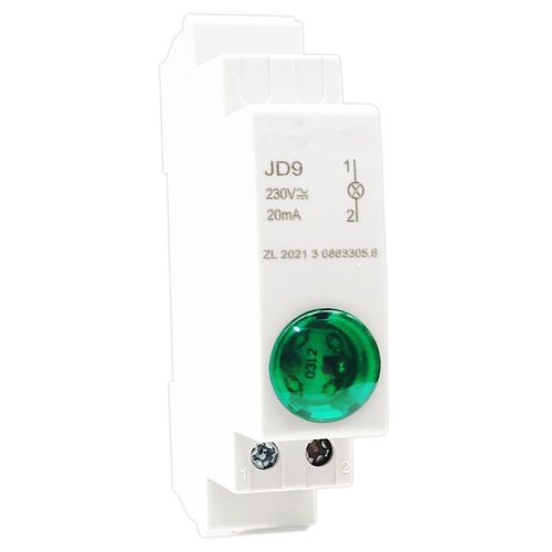 Boîte de distribution de disjoncteur de signal lumineux de type rail LED,indicateur de puissance d'armoire,24V,220V,230V,JD9,1PC - Type 24V Green