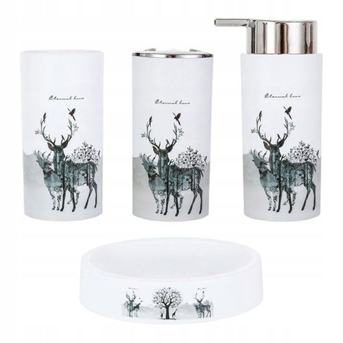 Ensemble de décoration de salle de bain 4 pièces en forme de cerf avec bouteille de baume