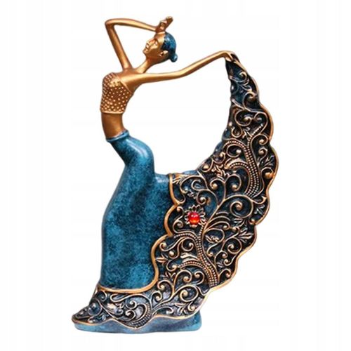 Figurine de danseuse romantique, sculpture dansante, ornements féminins, bleu gracieux
