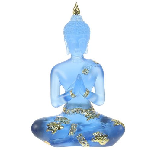 STATUES SHUI BOUDDHA ASSIS VERRE À EAU DÉCORATIONS EN PÂTE DE RÉSINE