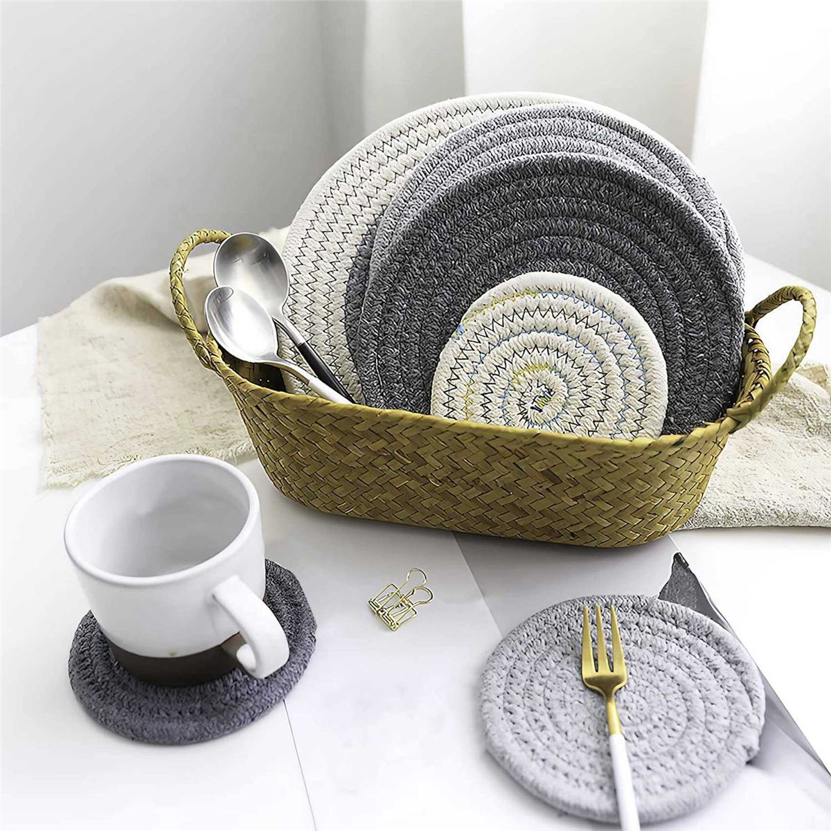 Lotda 24 Sous-Verres Avec Support, Sous-Verres Absorbants 4 ... - 3