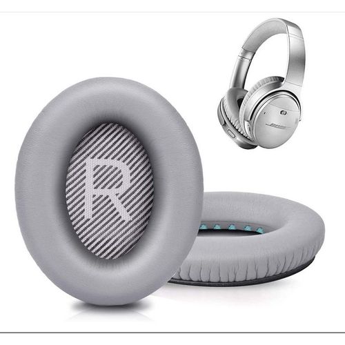 Coussinets améliorés pour écouteurs Bose QC35 et QC35II (QuietComfort 35) - Cuir Souple, Mousse à mémoire de Forme - Gris