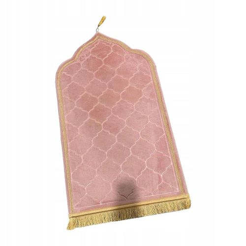 Tapis de prière islamique, tapis de prière de voyage, décoration en flanelle douce rose