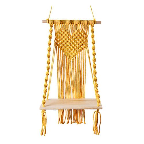 Étagère Murale En Macramé Boho Étagère Murale En Macramé Jaune