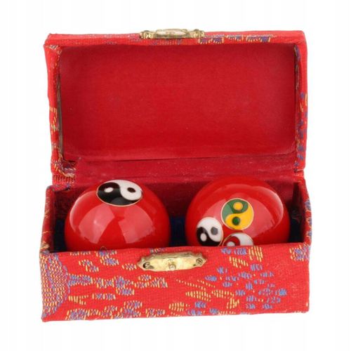 2 Balles De Massage Avec Rangement, Exercices Chinois, Potins Colorés En Rouge