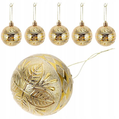 MINI BOULES DÉCORATIONS SAPIN DE NOËL SUSPENDU GUIRLANDE DORÉE DÉCORATION 6 PIÈCES