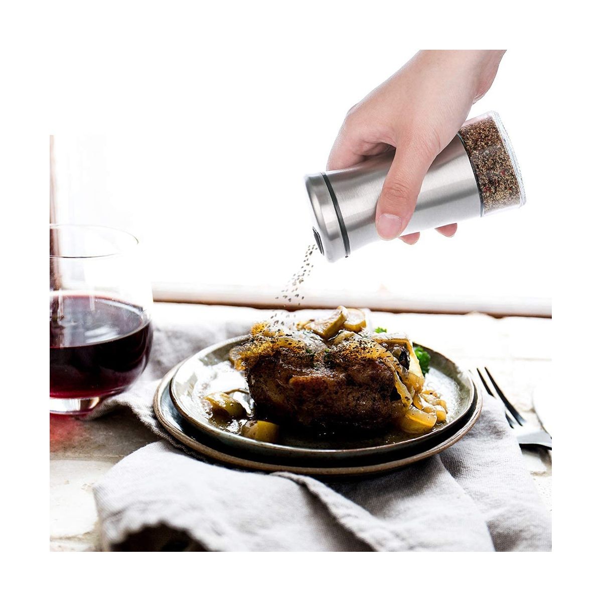 Ensemble De SaliRes Et PoivriRes En Acier Inoxydable Ave... - 6