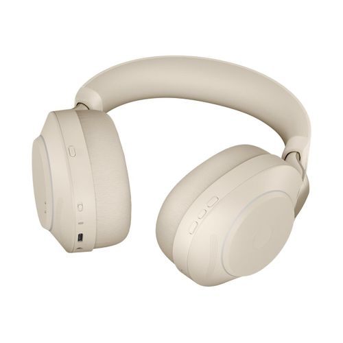 Jabra Evolve2 85 UC Stereo - Micro-casque - circum-aural - Bluetooth - sans fil, filaire - Suppresseur de bruit actif - jack 3,5mm - isolation acoustique - beige