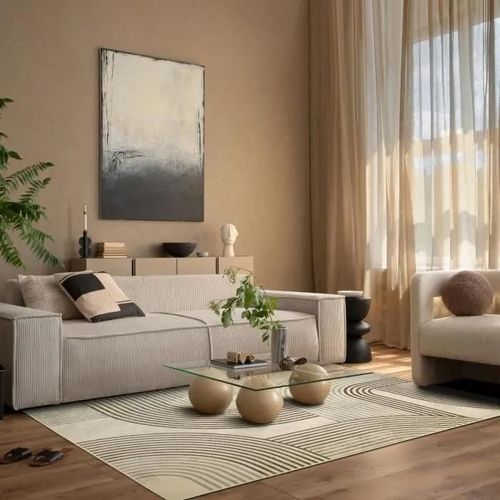 HAPPY - Tapis scandinave motif géométrique écru 160x230