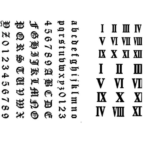 96 Petits Faux Tatouages Temporaires Ephémères Décalcomanie Chiffre Romains Et Lettres Pour Phalenges De Doigts, Corp, Cou Mixte Tattoo Homme Femme Durée 5 À 7 Jrs 