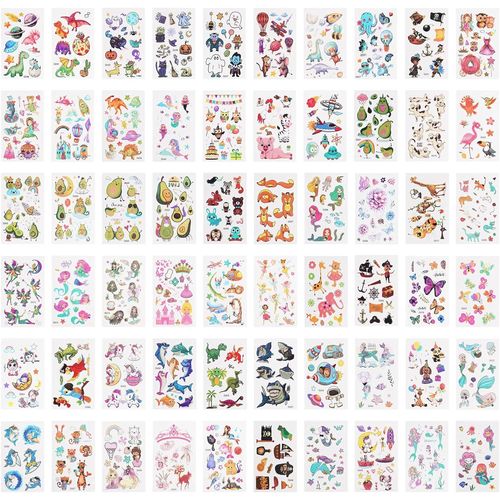Tatouage Temporaire Enfant, 60 Feuilles Etanche Tatouage Ephémère Kit Tatoo, Sirène, Fée Des Fleurs, Espace, Papillon, Requin, Animal, Dinosaure, Pirate, Cadea Décoration De Fête Garçon Fille