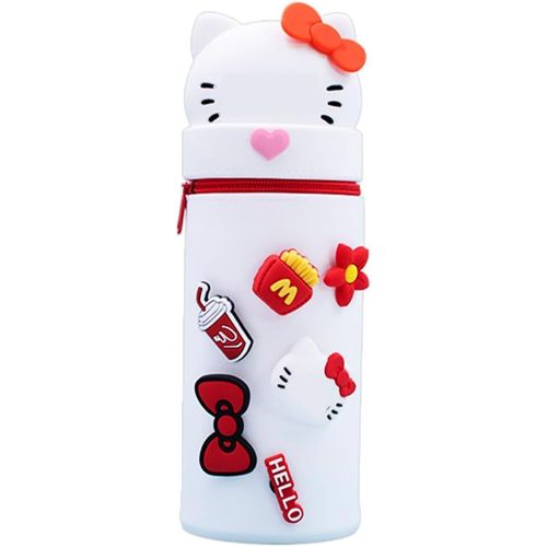 Frpabcf Trousse Ecole 2 En 1 En Silicone Souple Kawaii, Porte-Plume, Fermeture Eclair En Silicone, Chat Blanc Pochette De Stylo, Crayons, Marqueurs, Étui Pour Fournitures Scolaires De Grande Capacité