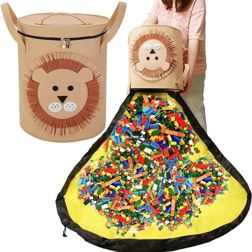 Sac De Rangement Pour Jouets, Sac De Rangement Pour Jouets Avec Tapis De Jeu, Grand Sac De Rangement Pliable Pour Tapis De Jeu Pour Enfants De 59 Po, Sac À Jouets Pliable Pour Tapis De Jeu (Lion)