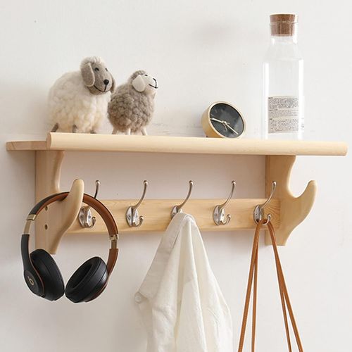 Porte Manteaux Mural Étagères De Rangement En Bois Patères Crochets Tringle Style Industriel Crochet Pour Manteau Avec Étagère Porte-Manteau Mural