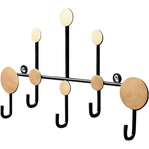 Porte-Manteau Porte-Manteau En Fer Forgé Patère Murale 5 Crochets En Métal Patère Décorative Pour Entrée Salle De Bain Cuisine Clé Habillement Décoration Rangement Porte-Manteau Mural