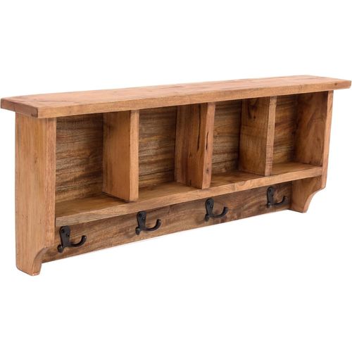 Porte-Manteau Mural Rustique Vintage 70 | 70 X 27 X 11cm(L X H X P)| Bois Recyclé | Patère Porte-Manteau En Bois Recyclé | Aspect Vieilli | Couleur : Miel 08
