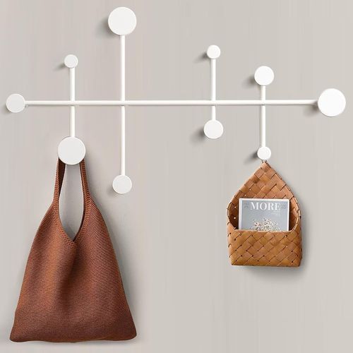 Porte-Manteau Mural Design Minimaliste,Portemanteaux Pour Entrée,Meuble Entrée,Étagère Suspendue,Pateres En Métal Avec Vis,Imperméable & Antirouille Crochets Chapeau(Blanc)