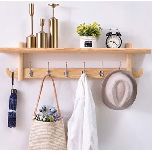 Patères Patères Avec Étagère Murale Patères En Bois Porte-Manteau Cintre Porte-Chapeau Pour Entrée Cuisine Salle De Bain Porte-Manteau Support Mural