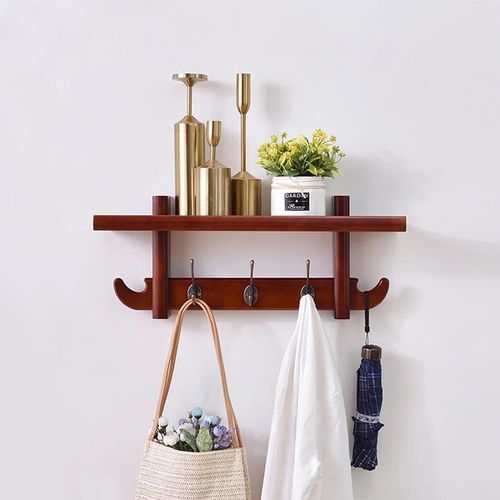 Patères Patères Avec Étagère Murale En Bois Patères Portemanteau Cintre Porte-Chapeau Pour Entrée Cuisine Salle De Bain Manteau(Size:69 * 24 * 16.5cm,Color:A)