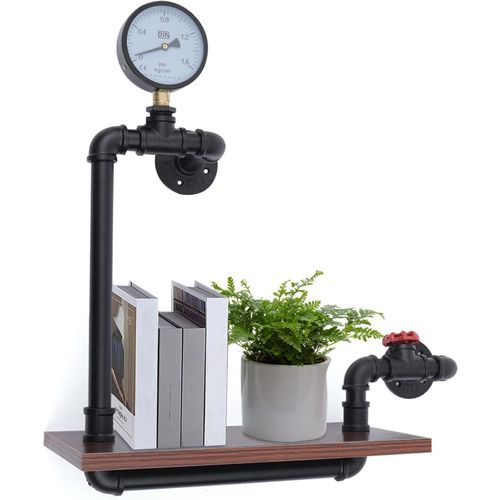 Étagère Murale Rustique À 1 Couche-Étagère Tubulaire Industrielle Rétro-En Métal-Charge Maximale : 25 Kg-40 X 20 X 57cm
