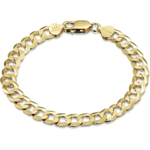 Bracelet Massif Pour Homme En Argent Sterling 925-Bracelet Maille Gourmette 8mm À La Mode-Idée Cadeau Moderne Pour Anniversaire,Saint Valentin-Mesure 20cm-Couleurs Différentes
