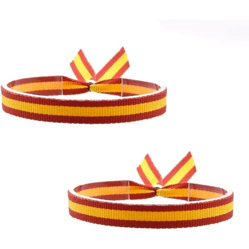 Bracelet Drapeau En Tissu Avec Fermeture Ajustable Espagne,Cintre Voiture. Largeur 10mm. 2 Unités
