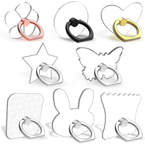 8 Pièces Transparent Téléphone Portable Bague Support,Poignées Doigts Prise Kickstand Support Pour Universel Smartphone Accessoires Pour Étuis-8 Formes