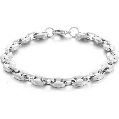 Bracelet Graine De Café Homme Gourmette Argent Noir Or En Acier Inoxydable-Chaine Grain De Cafe Longueur 18/22/24cm,Largeur 6/9/11mm