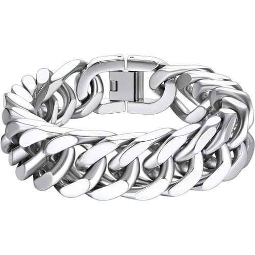 Gourmette Homme Plaqué Or/Noir/Acier Inoxydable 19cm/21cm,Chaîne Bracelet Maille Grosse 8mm/12mm/17mm,Bijoux Punk Hip Hop Lien Bracelets Cadeau Pour Homme Garçon