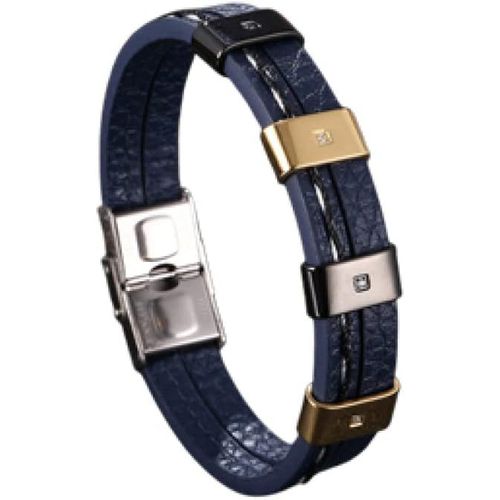 Gourmette Homme,Multicouche Noir Or Tressé Bracelet En Cuir Boucle En Acier Inoxydable Incrusté Conception Bleu Bracelet En Cuir Charme Bijoux Pour Femmes Hommes Cadeau