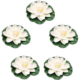 Plantes Artificielles De Lotus Pour Étang,Faux Lotus,Lot De 5 Nénuphar Artificiel Blanc,Nénuphars Artificiels,Pour Jardin Étang Piscine Aquarium Terrasse Mariage