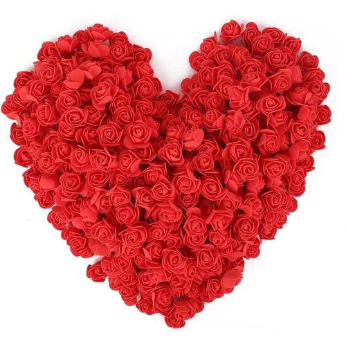 100Pcs Fleur Artificielle Tête De Rose,Rose Artificielle Capitules Fleur Artificielle En Mousse Pour Mariage Mariée Bouquets,Saint Valentin Décorations(Rouge)