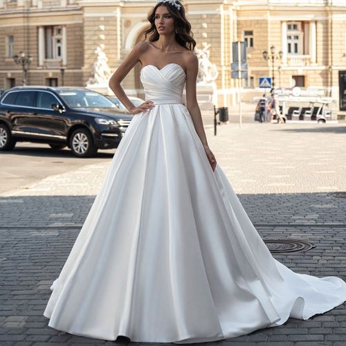 Satin Light Wedding Dress Summer Female White Simple Travelling Fishtail Bridal Chest Outdoor Yarn Drag