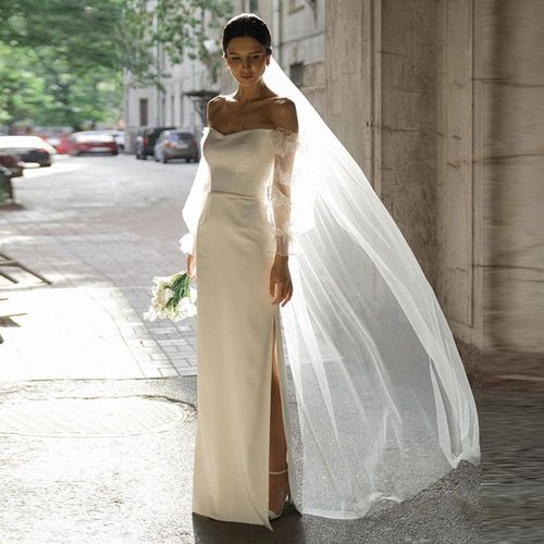 Robe De Mariage Légère Style Hepburn Welcome Outdoor Robe Blanche Simple Fourreau Robe De Soirée