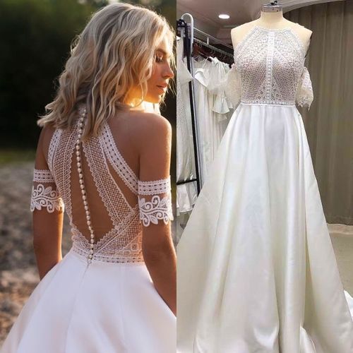 Robe De Mariée En Dentelle Au Crochet Avec Queue De Poisson Petite Robe De Mariée Amincissante