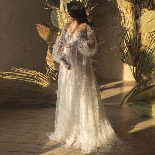 Studio Maternity Mummy White Fairy Wedding Dress Big Belly Pregnant Taste Wedding Photography Clothing Art Gowns