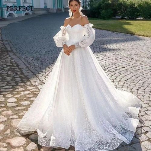 Robe De Mariée À Manches Longues Et À Manches Légères, Poitrine De Mariée, Voile D'extérieur, Tempérament Simple, Style Princesse Super Fairy Tail