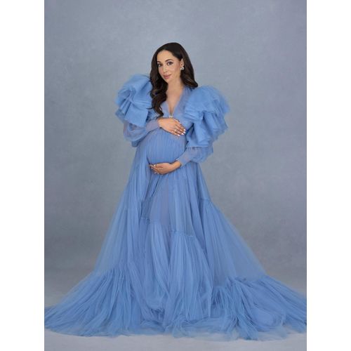 Studio Seaide Pregnant Mother Photo Veil Deep V-Neck Trailing Wedding Photography Theme Long Dresses