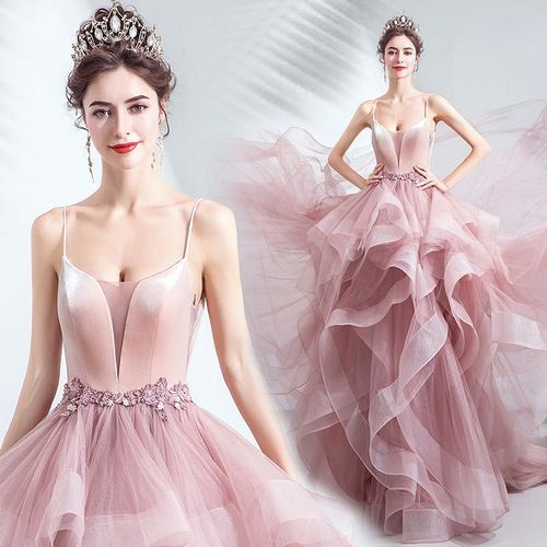 Robe De Soirée Rose, Robe De Mariée, Robe De Mariée Dos Nu, Robe D'examen D'art, Robe De Traîne, Robe D'été.