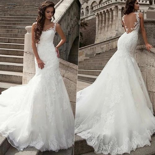 Robes De Mariée D'été Robes De Mariée Asymétriques Large Ourlet Dentelle Soluble À L'eau Robes De Mariée Traînantes