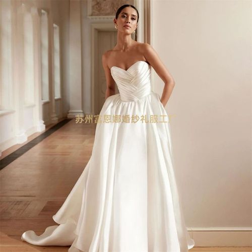 Love Charming Sweetheart Pleated Wedding Dress With Bow A Line Sleeveless Backless Lace To Floor Length Pleated Sexy New