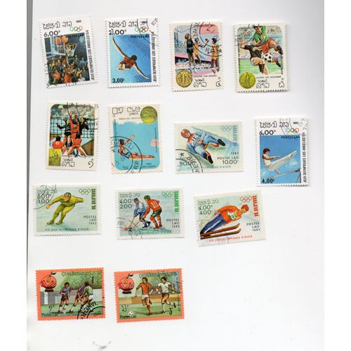 Laos- Lot De 13 Timbres Oblitérés- Sports- Jeux