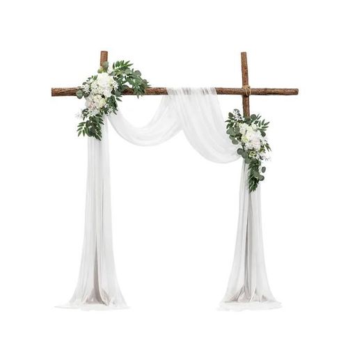 Arche De Mariage-Vevor-Avec 2 Bouquets De Fleurs, 1 Rideau Translucide-Blanc