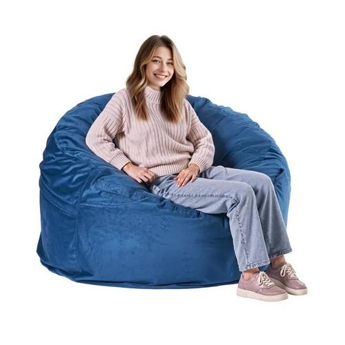 Pouf Poire Pour Adultes-Vevor-Rond-Fauteuil Paresseux Avec Housse Amovible Et Lavable-Pour Salon, Salle De Jeux-Bleu