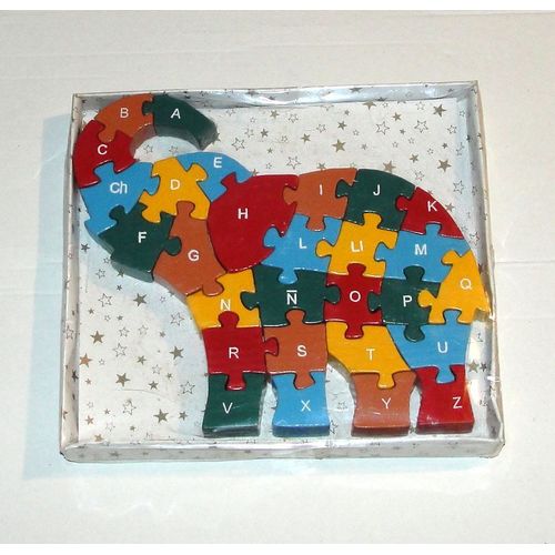 Puzzle Elephant En Bois Alphabet 20 Cm