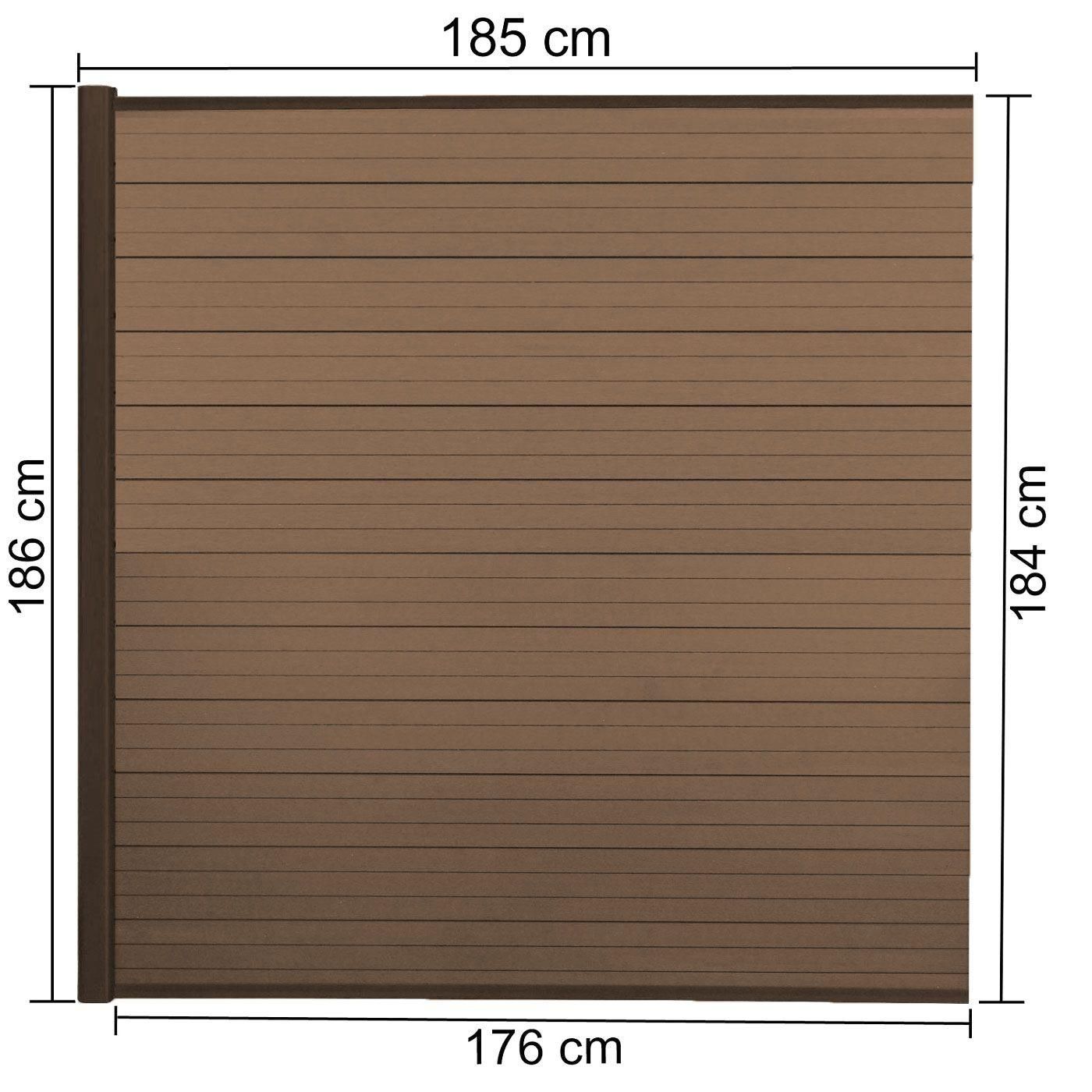 Pare-Vue Wpc Sarthe, Clture Coupe-Vent, Poteaux Alu Set De 2, 3,75m Teck - 4