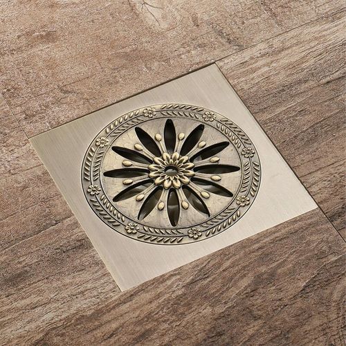 Caniveau de douche en laiton, grille de douche de salle de bain résistante aux odeurs carrée, grand diamètre 10 x 10 cm, accessoires de salle de bain